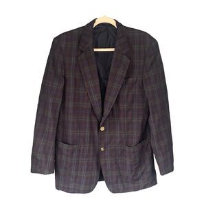 Vintage Burberry Blue Green Blazer Jacket Size 40